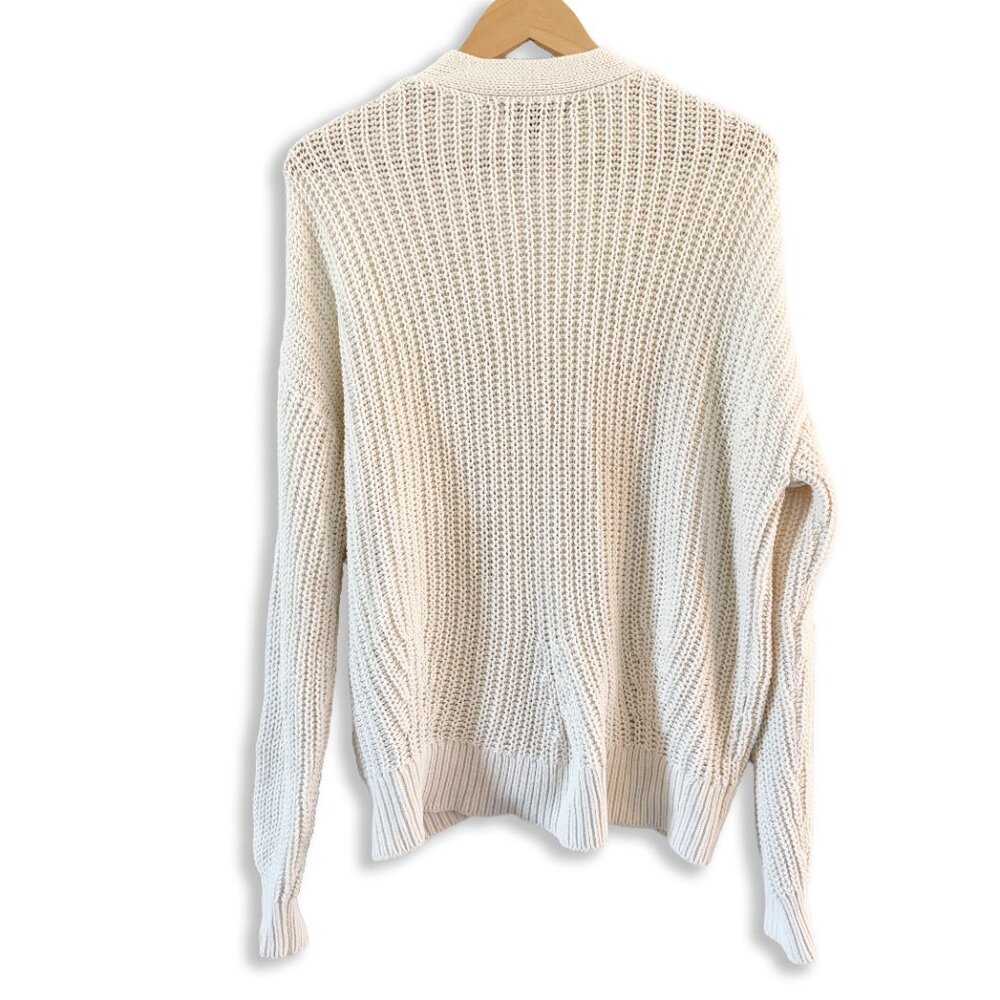 🆕 Banana Republic | Cable Knit Button Up Cardigan in Off White Cream Color | L - Picture 4 of 8